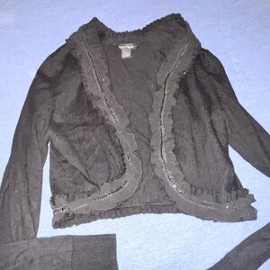 White House Black Market Black Ruffled Cardigan
